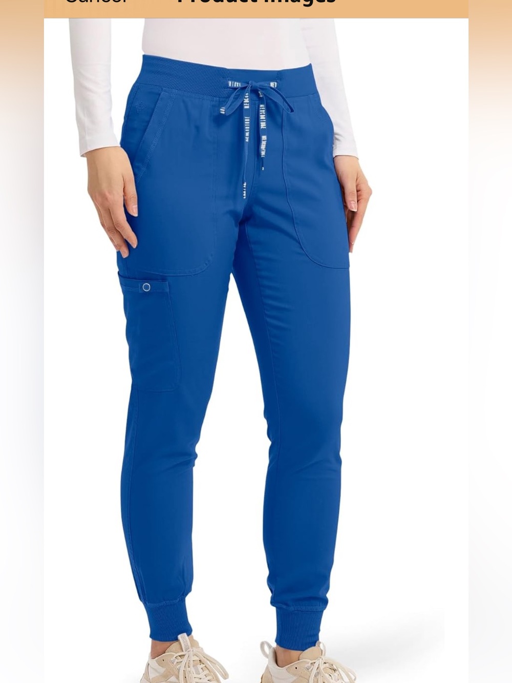 Med Couture Women’s Royal Blue Cargo 5 Pocket Jogger Scrub Pants Size XL